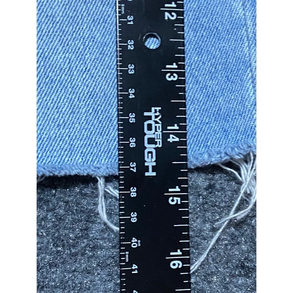 Aeropostale High Rise Denim Mini Skirt Size 0 Light Wash Raw Hem Button Fly Boho